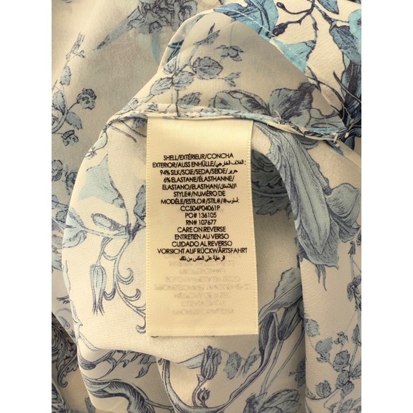 Alice + Olivia Julius Top NWT Women's Small Silk Floral Tie Neck Blouson Sleeve - Picture 5 of 5